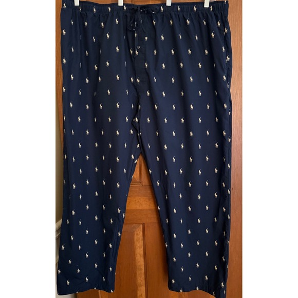 Polo Ralph Lauren Allover Logo Pajama PJ Pants Mens‎ 3X Navy Loungewear Sleep - Picture 1 of 11